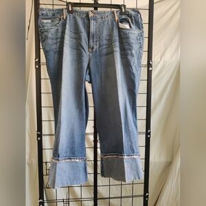 Baby Phat Women's Size 22 Rolled Cuff Stretch Sequin Blue Jean Capri Cat Y2K